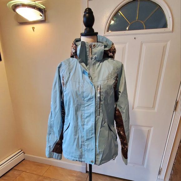 NILS Ski Insulated Women's Jacket Teal Green Detachable Hood M - Picture 3 of 16